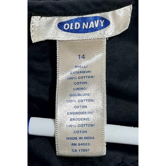 Y2K Old Navy Dress Womens Black Sleeveless Embroidered Eyelet Cotton Midi Size 1 - Picture 2 of 11